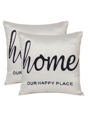 Oussum Decorative Cushion Cover Cotton Sofa Pillow Cover Quote Printed Set of 2